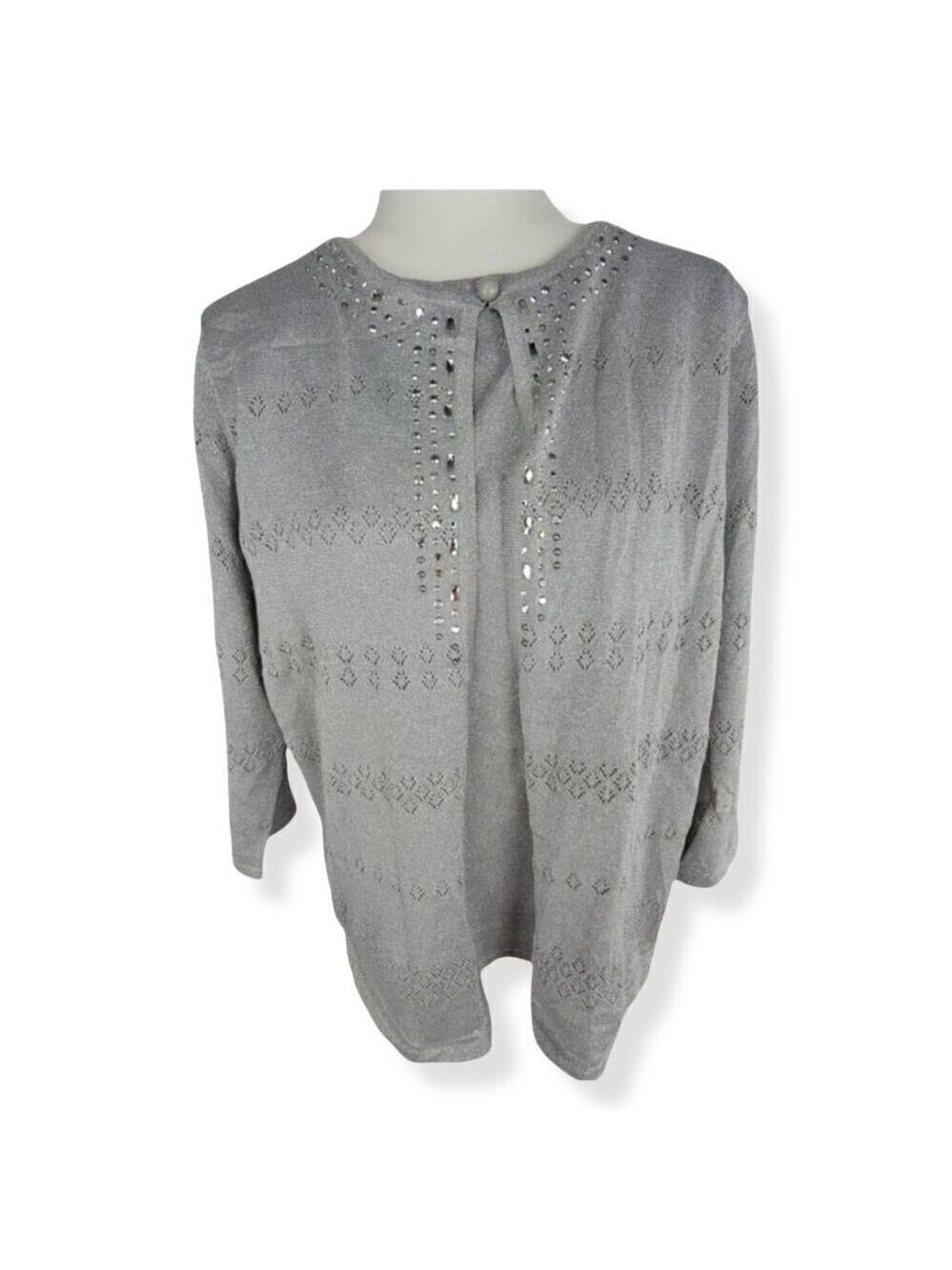 Alfred Dunner Silver Layered Sweater  Medium NWT